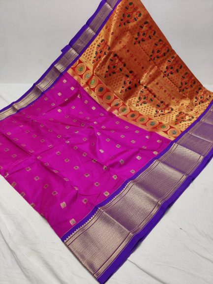 Big border kadiyal paithani purple blue