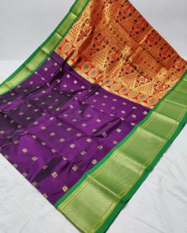 Big Border Kadiyal Paithani Wine and Green