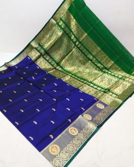 Big Border Peshwai Silk Paithani Blue and Green