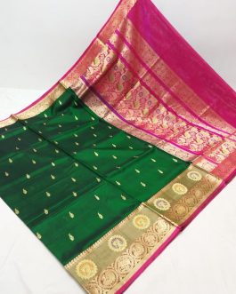 Big Border Peshwai Silk Paithani Green and Pink