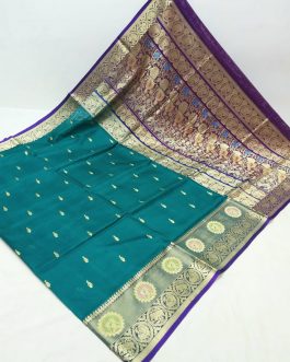 Big Border Peshwai Silk Paithani Narayani Blue