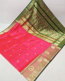 Big Border Peshwai Silk Paithani Pink and Green