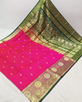 Big Border Peshwai Silk Paithani Pink and Green