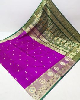 Big Border Peshwai Silk Paithani Purple and Green