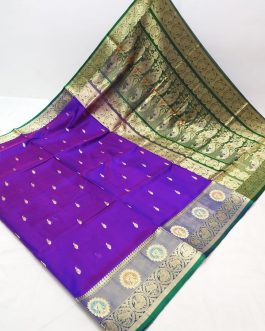 Big Border Peshwai Silk Paithani Purple and Green