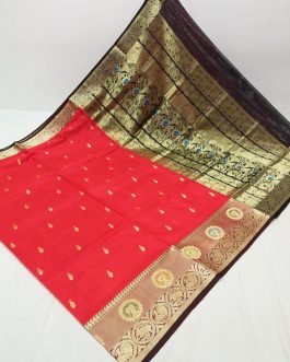 Big border peshwai silk paithani red black