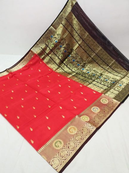 Big border peshwai silk paithani red black