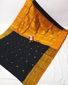 Cotton Silk Narayanpeth Paithani Black and Yellow