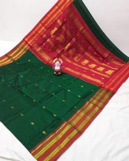 Cotton Silk Narayanpeth Paithani Green and Red