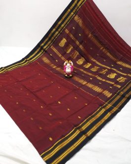 Cotton Silk Narayanpeth Paithani Maroon and Black