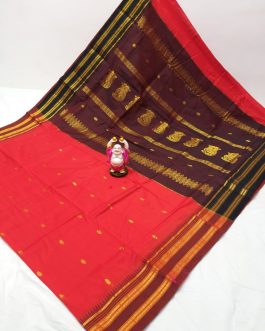 Cotton Silk Narayanpeth Paithani Red and Black