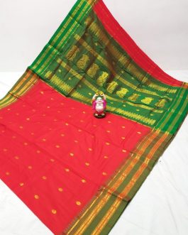 Cotton Silk Narayanpeth Paithani Red and Green