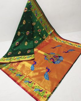 Embroidery Brocket Paithani Green