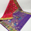 embroidery brocket paithani pink blue