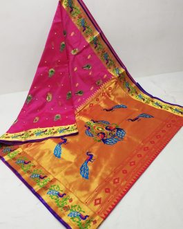 Embroidery Brocket Paithani Pink