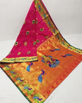 Embroidery Brocket Paithani Pink