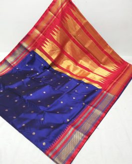 Semi Erkal Silk Paithani Blue and Red