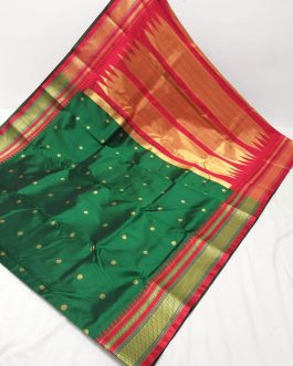 Semi Erkal Silk Paithani Green and Red