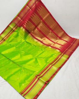 Semi Erkal Silk Paithani Parrot Green and Blue