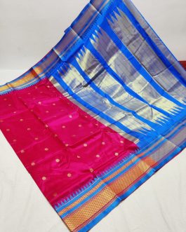 Semi Erkal Silk Paithani Pink and Blue