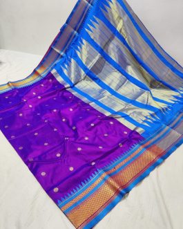 Semi Erkal Silk Paithani Purple and Blue