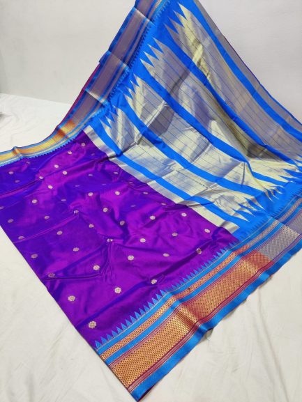 semi erkal paithani purple blue