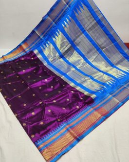 Semi Erkal Silk Paithani Wine and Blue