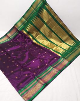 Semi Erkal Silk Paithani Wine and Green