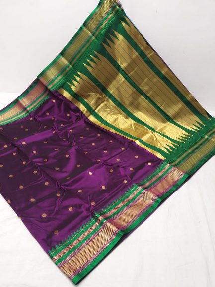 semi erkal paithani wine green