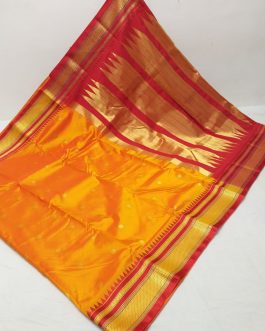 Semi Erkal Silk Paithani Yellow and Red