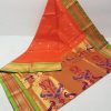 semi kadiyal paithani orange and parrot green