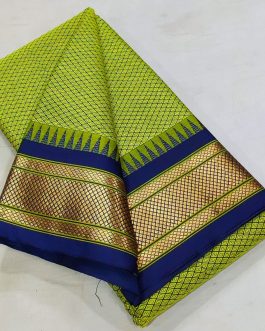 Katki Khan Saree Parrot Green and Blue