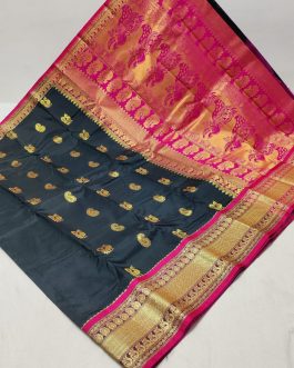 Mahalsa Silk Paithani black and Pink