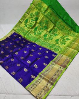 Mahalsa Silk Paithani Blue and parrot Green