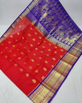 mahalsa Silk Paithani Red and Blue