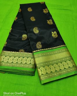 Mango Mahalsa Silk Paithani Black and Parrot Green