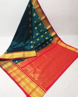 mango mahalsa paithani dark green red