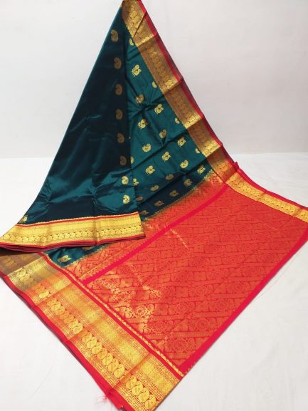 mango mahalsa paithani dark green red