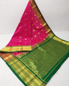 Mango Mahalsa Silk Paithani Pink and Green