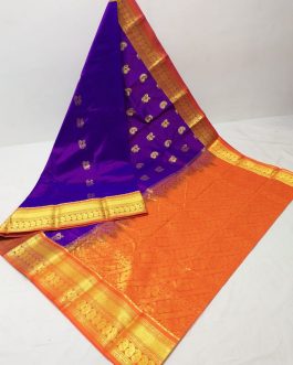 Mango Mahalsa Silk Paithani Purple and Orange