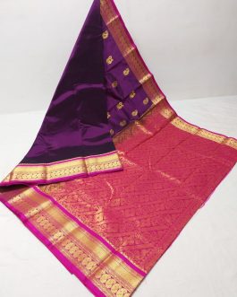 Mango mahalsa Silk Paithani Wine and Pink