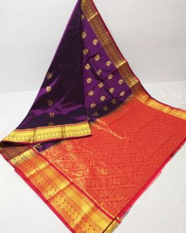 Mango Mahalsa Silk Paithani Wine and Red