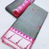 muniya silk paithani gray pink