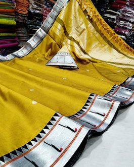 Muniya Silk Paithani Yellow and Silver