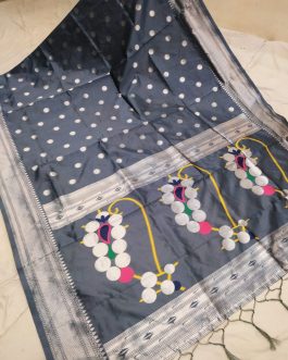 Semi Nath Silk Paithani Gray