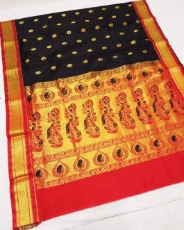 Priya Kadiyal Silk Paithani Black and Red