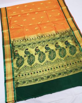 Priya Kadiyal Silk Paithani Mango Yellow and Green