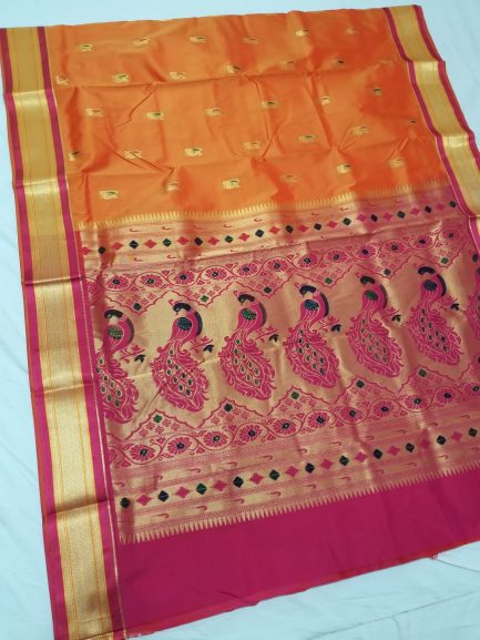 priya kadiyal paithani orange pink