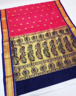 Priya Kadiyal Silk Paithani Red and Blue