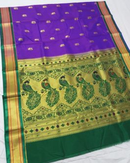 Priya Kadiyal Silk Paithani Purple and Green